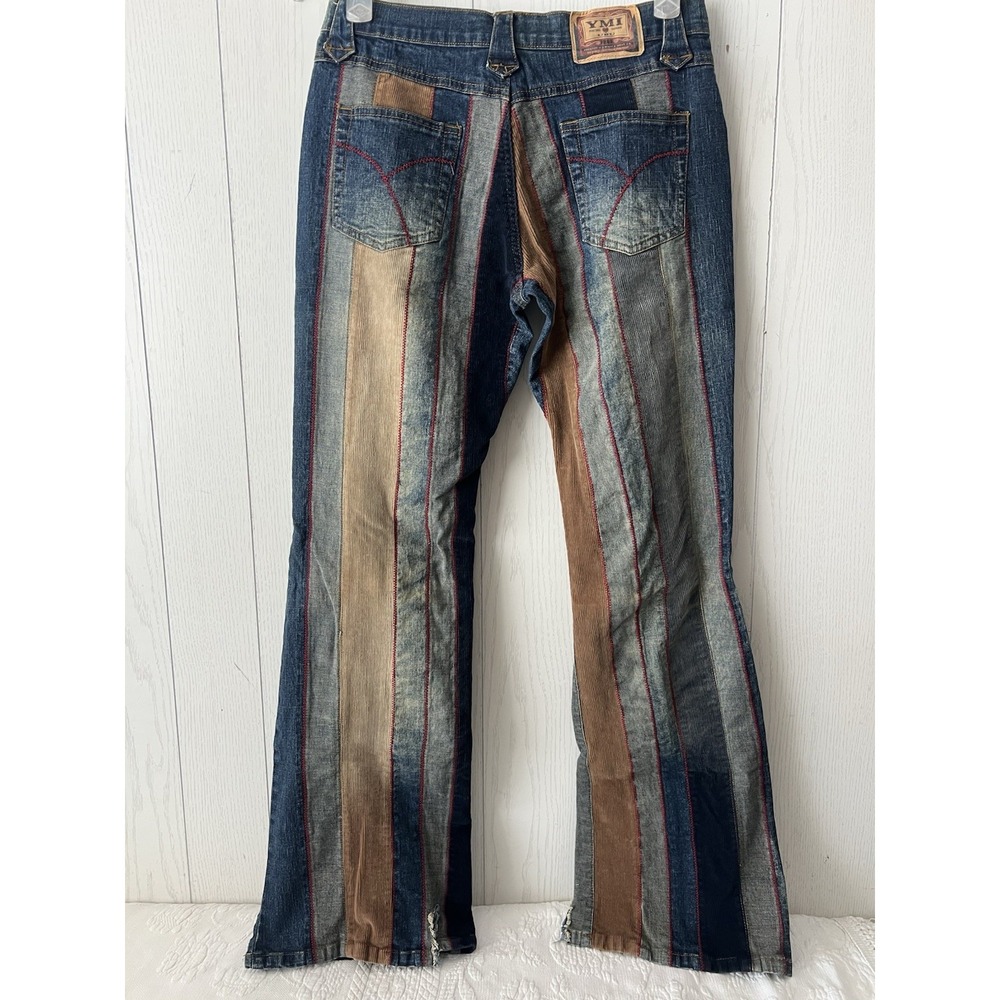 Vintage Y2K YMI LETS UBU Patchwork Jeans Women's Size 7 Denim Corduroy Flare